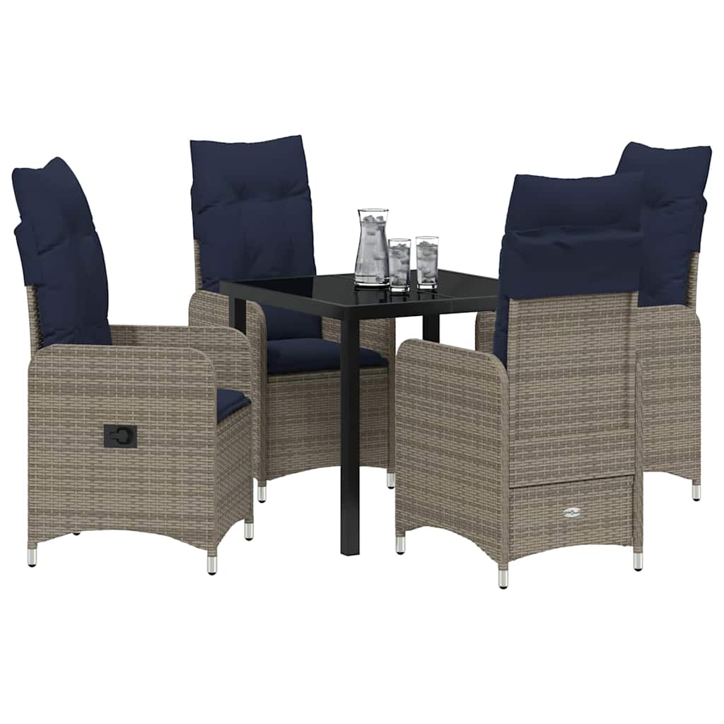 Have Spisebordssæt 5 stk. Sort polyrattan