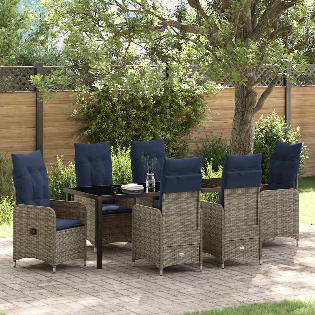 Have Spisebordssæt 7 stk. Sort polyrattan