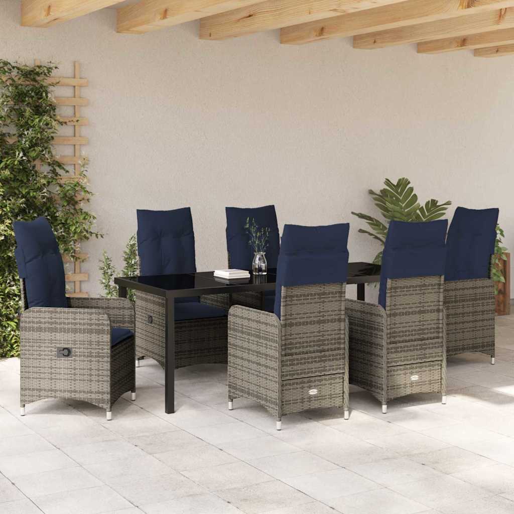 Have Spisebordssæt 7 stk. Sort polyrattan