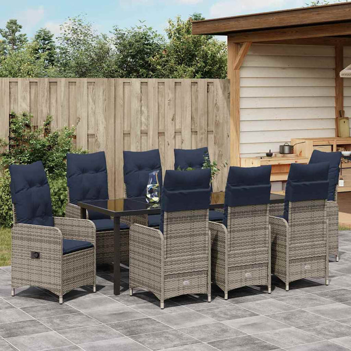 Have Spisebordssæt 9 stk. Sort polyrattan