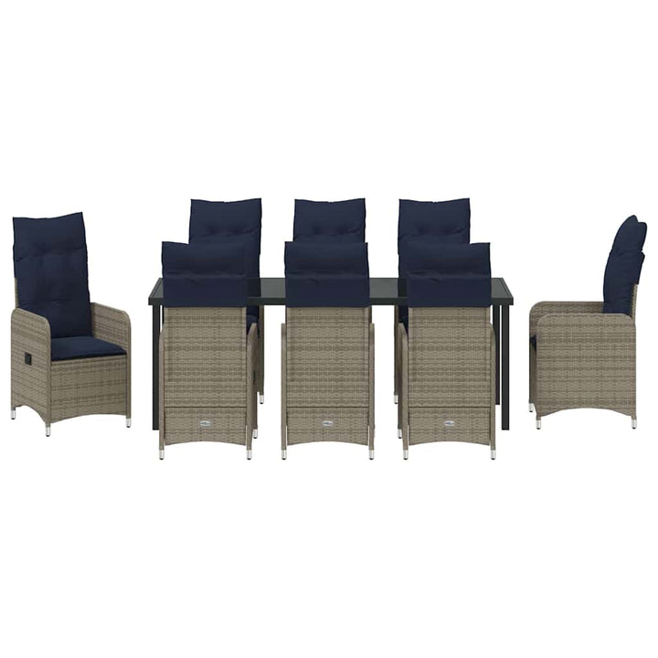 Have Spisebordssæt 9 stk. Sort polyrattan