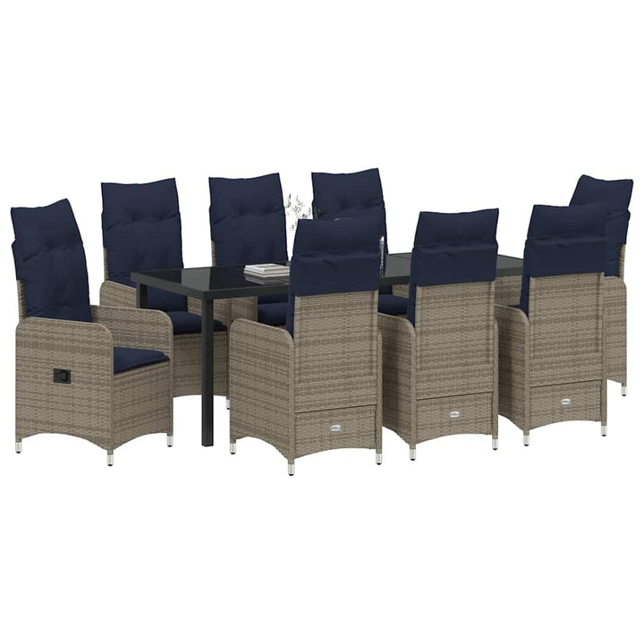 Have Spisebordssæt 9 stk. Sort polyrattan