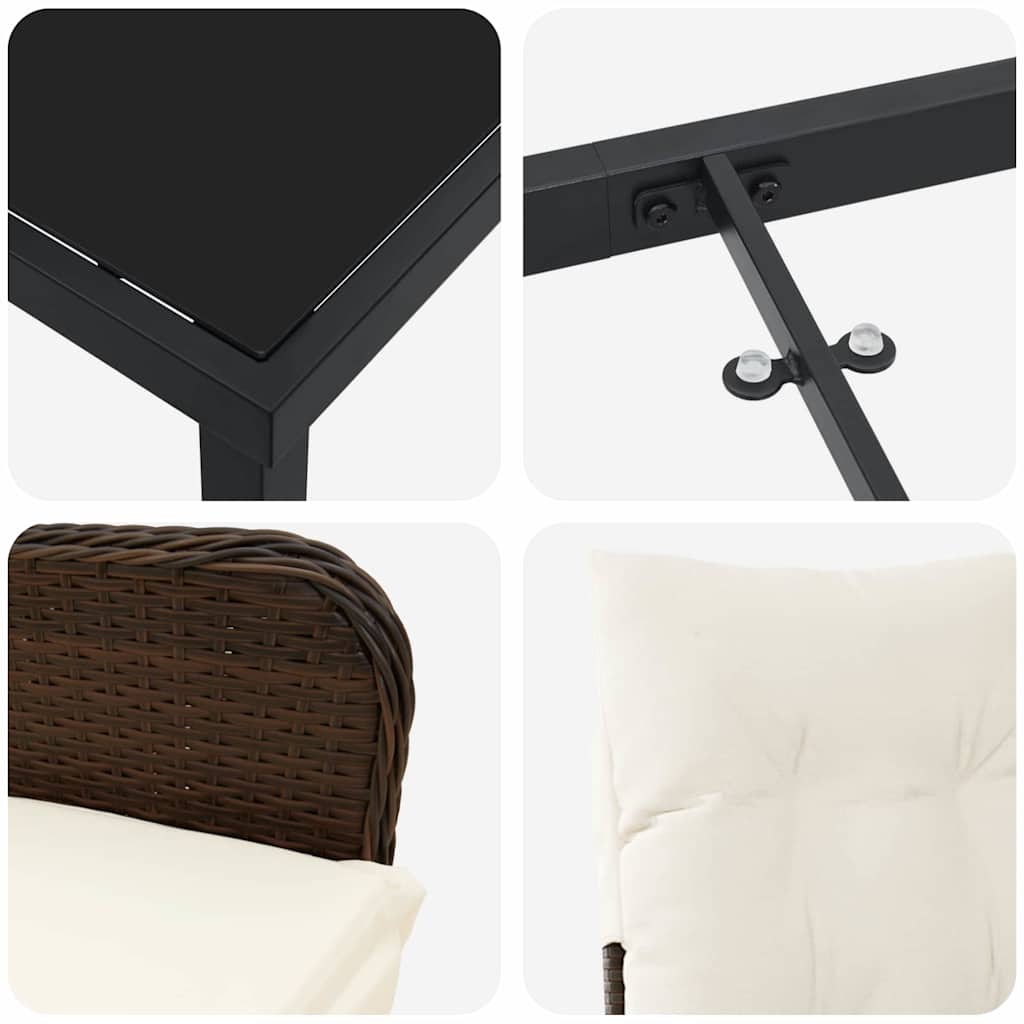 Have Spisebordssæt 3 stk. Brun polyrattan