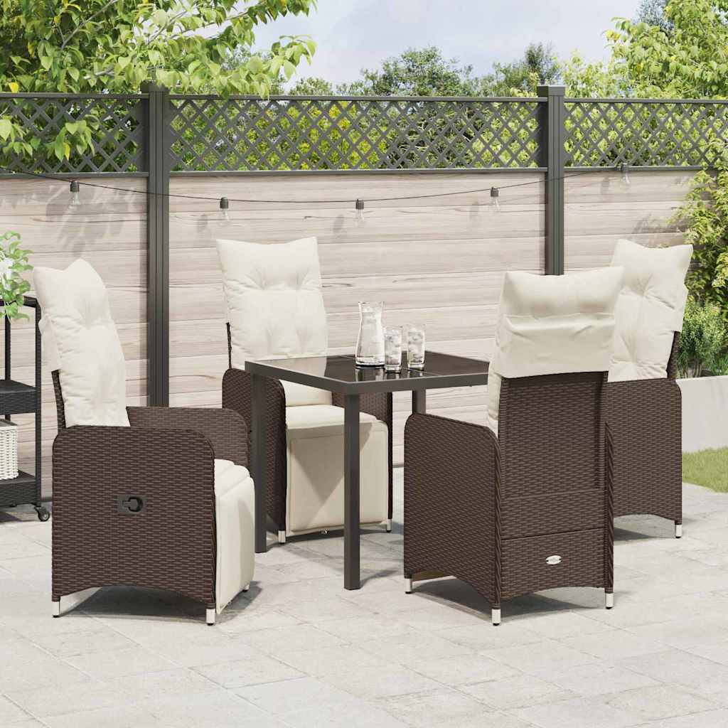 Have Spisebordssæt 5 stk. Brun polyrattan