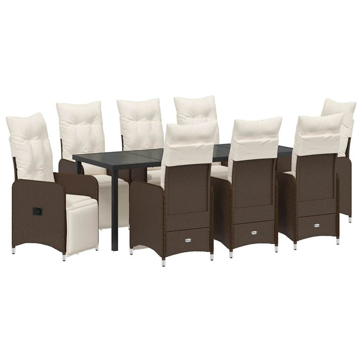 Have Spisebordssæt 9 stk. Brun polyrattan