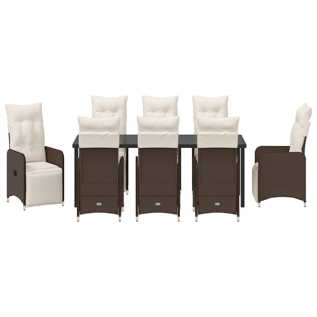 Have Spisebordssæt 9 stk. Brun polyrattan