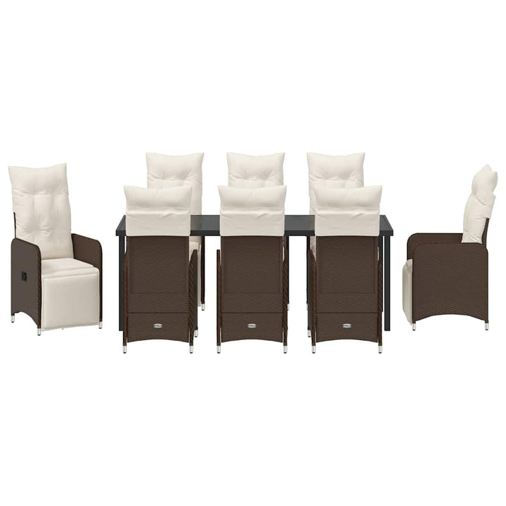 Have Spisebordssæt 9 stk. Brun polyrattan
