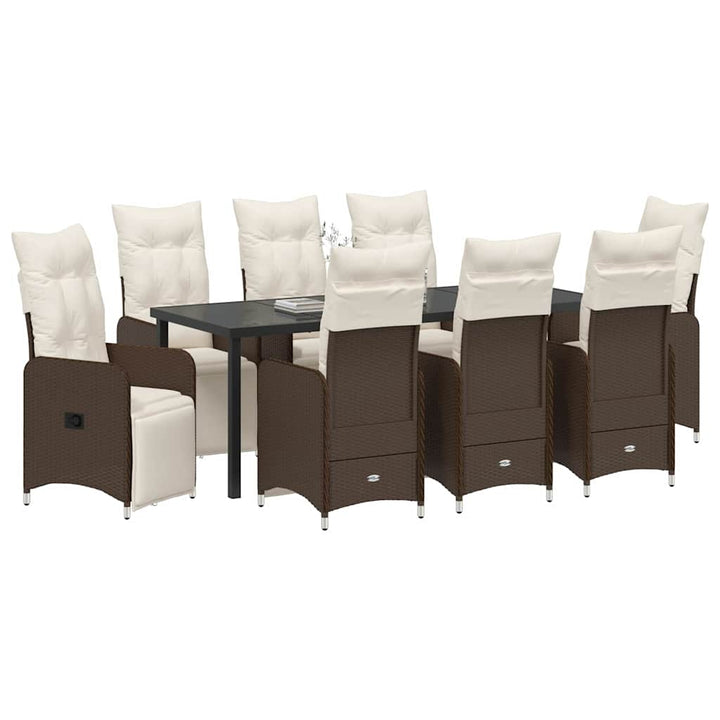 Have Spisebordssæt 9 stk. Brun polyrattan