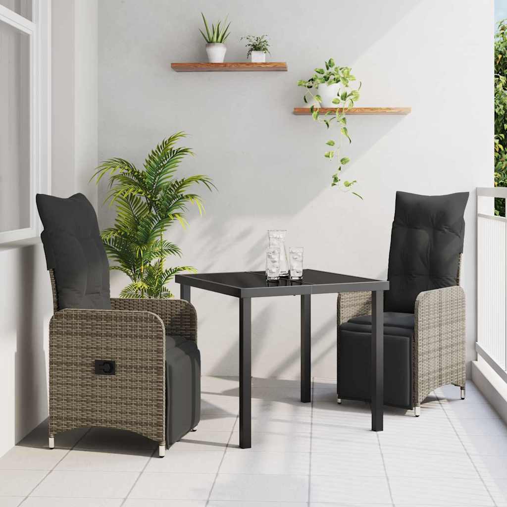 Have Spisebordssæt 3 stk. Grå polyrattan