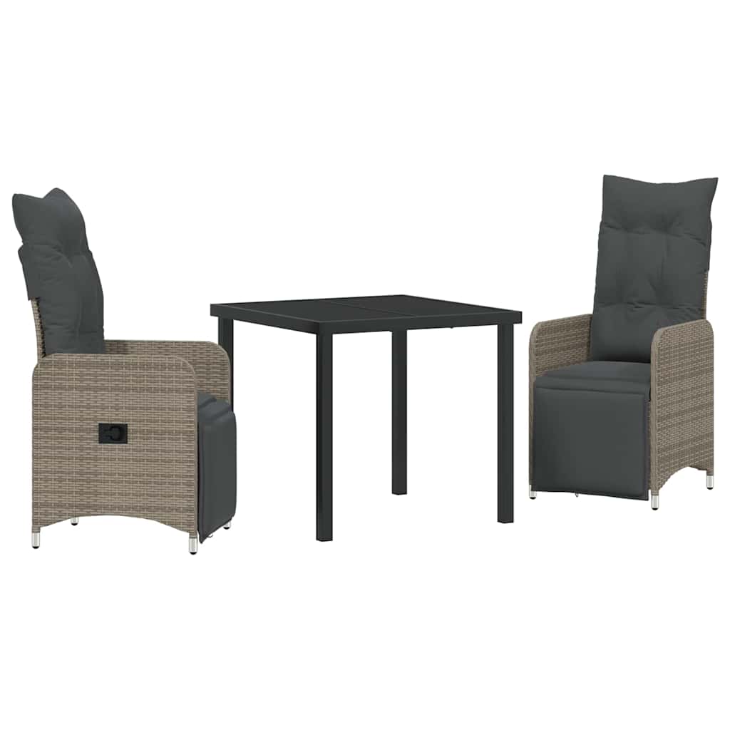 Have Spisebordssæt 3 stk. Grå polyrattan