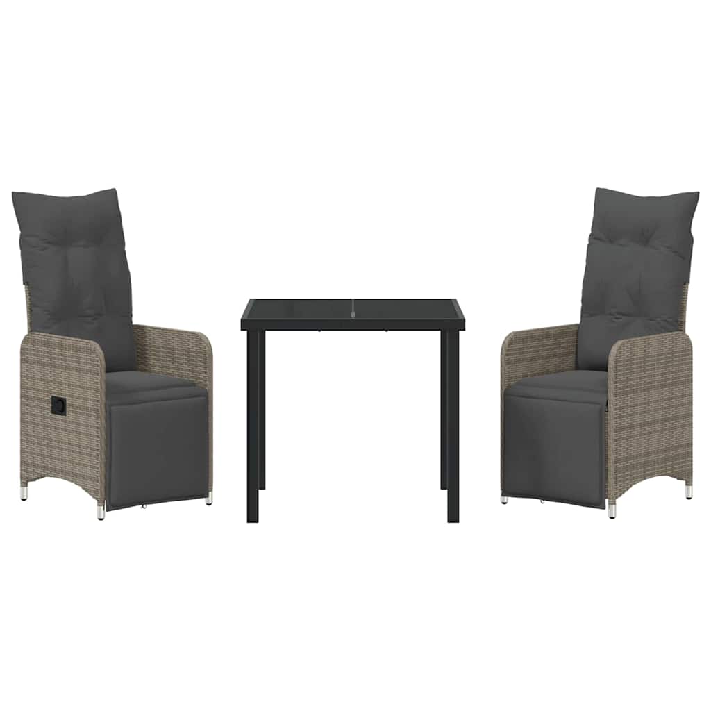 Have Spisebordssæt 3 stk. Grå polyrattan