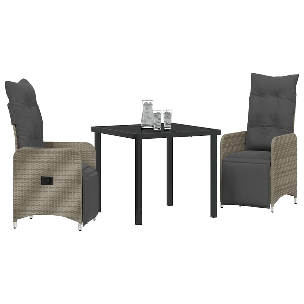 Have Spisebordssæt 3 stk. Grå polyrattan