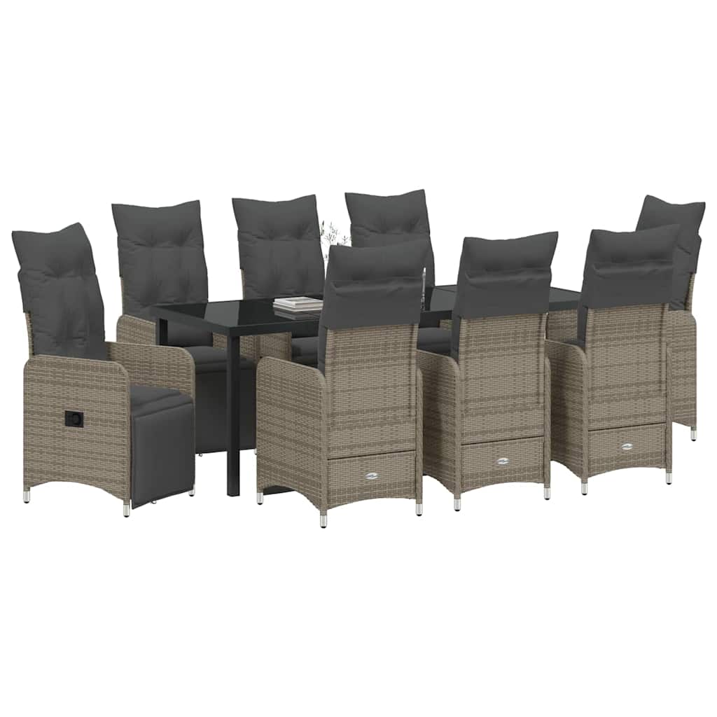 Have Spisebordssæt 9 stk. Grå polyrattan