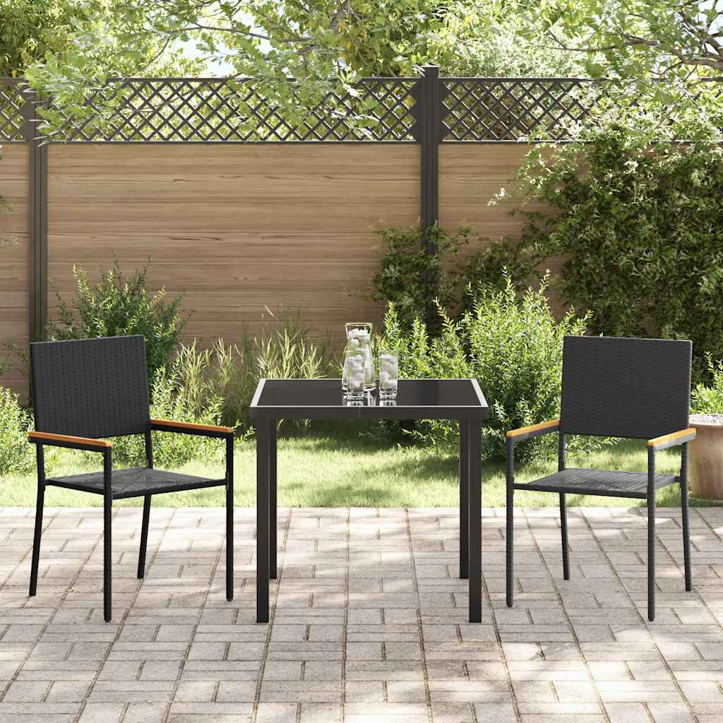 Have Spisebordssæt med pude 3 pcs Sort polyrattan