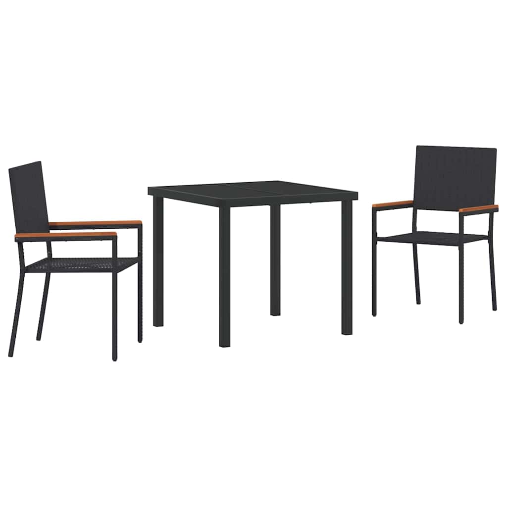 Have Spisebordssæt med pude 3 pcs Sort polyrattan