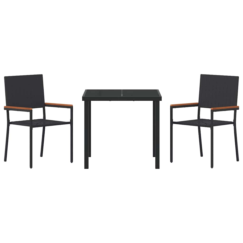Have Spisebordssæt med pude 3 pcs Sort polyrattan