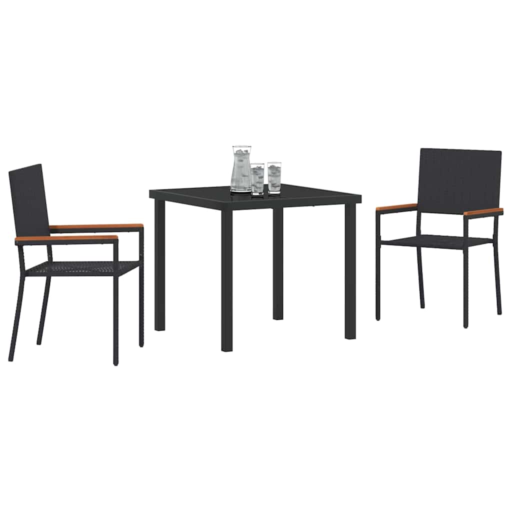 Have Spisebordssæt med pude 3 pcs Sort polyrattan