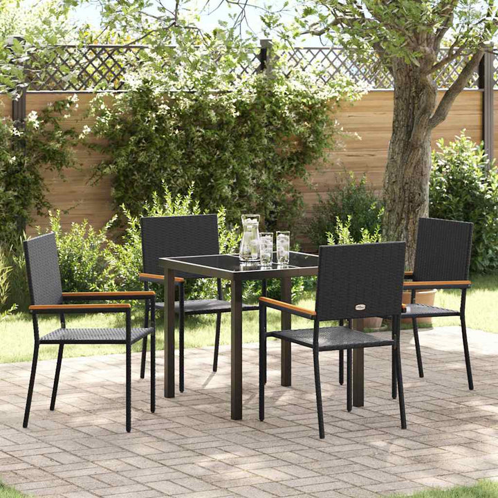 Have Spisebordssæt med pude 5 pcs Sort polyrattan