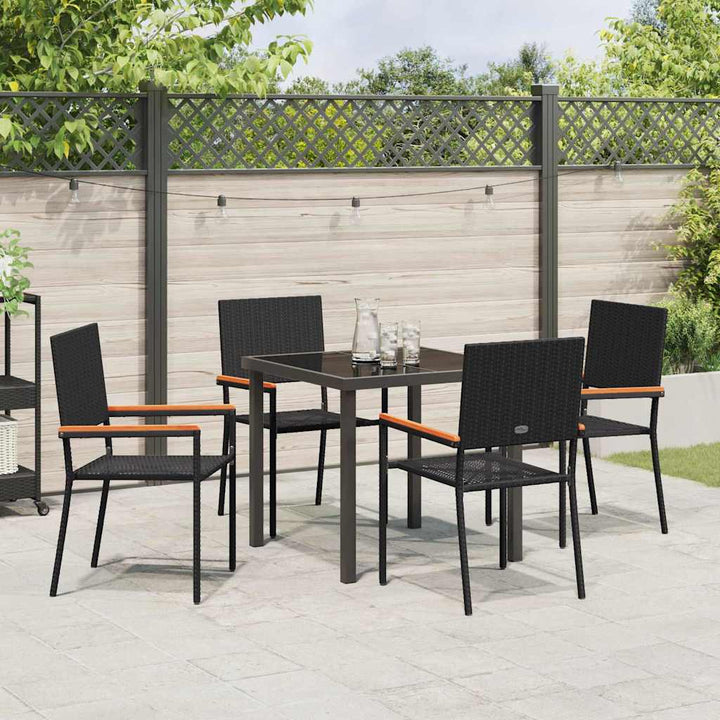 Have Spisebordssæt med pude 5 pcs Sort polyrattan