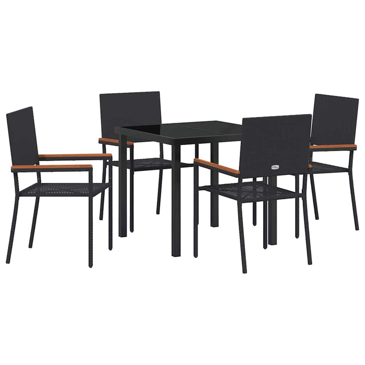 Have Spisebordssæt med pude 5 pcs Sort polyrattan