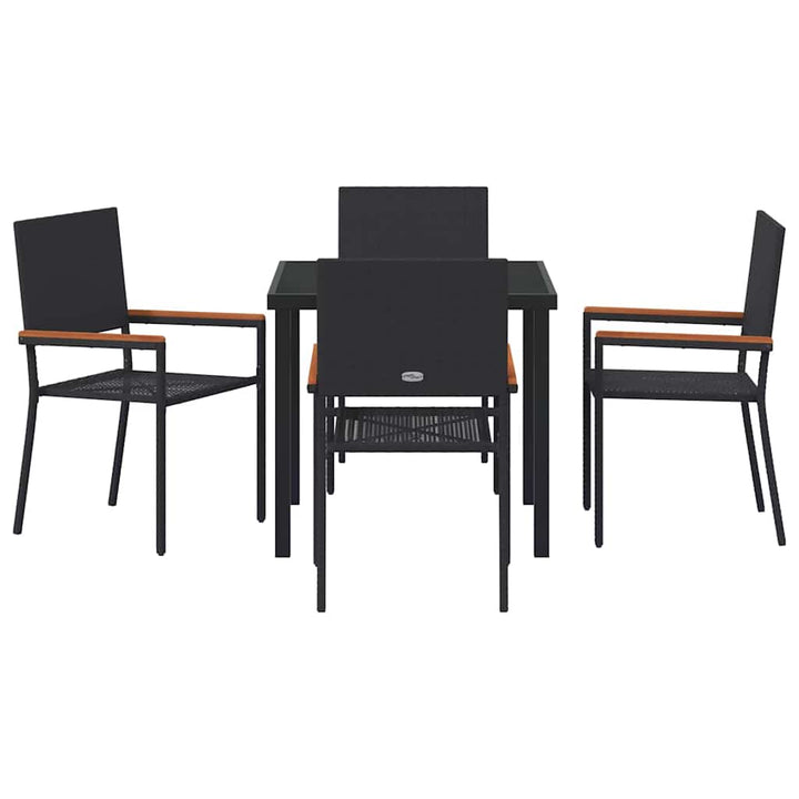 Have Spisebordssæt med pude 5 pcs Sort polyrattan