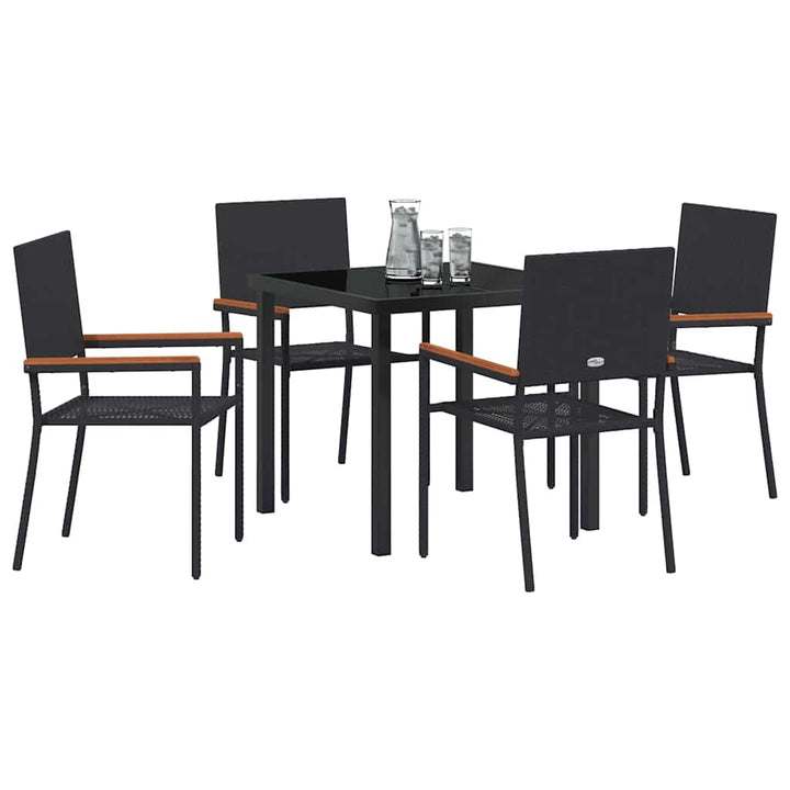 Have Spisebordssæt med pude 5 pcs Sort polyrattan
