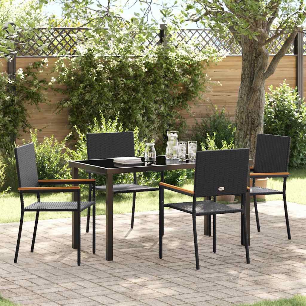 Have Spisebordssæt med pude 5 pcs Sort polyrattan
