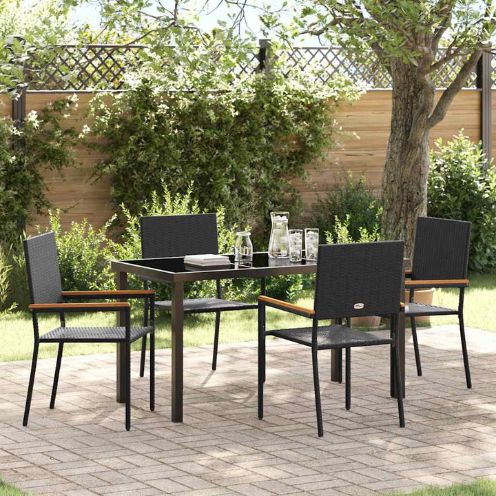 Have Spisebordssæt med pude 5 pcs Sort polyrattan