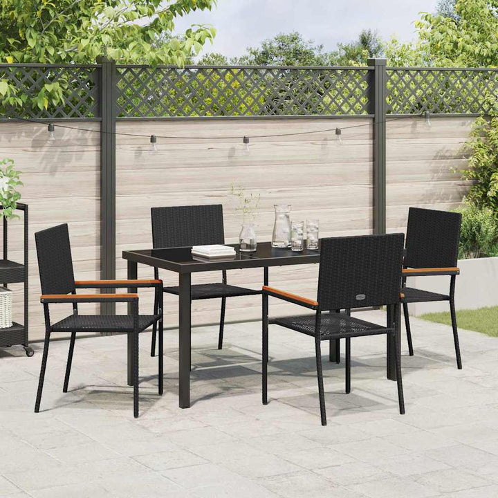 Have Spisebordssæt med pude 5 pcs Sort polyrattan