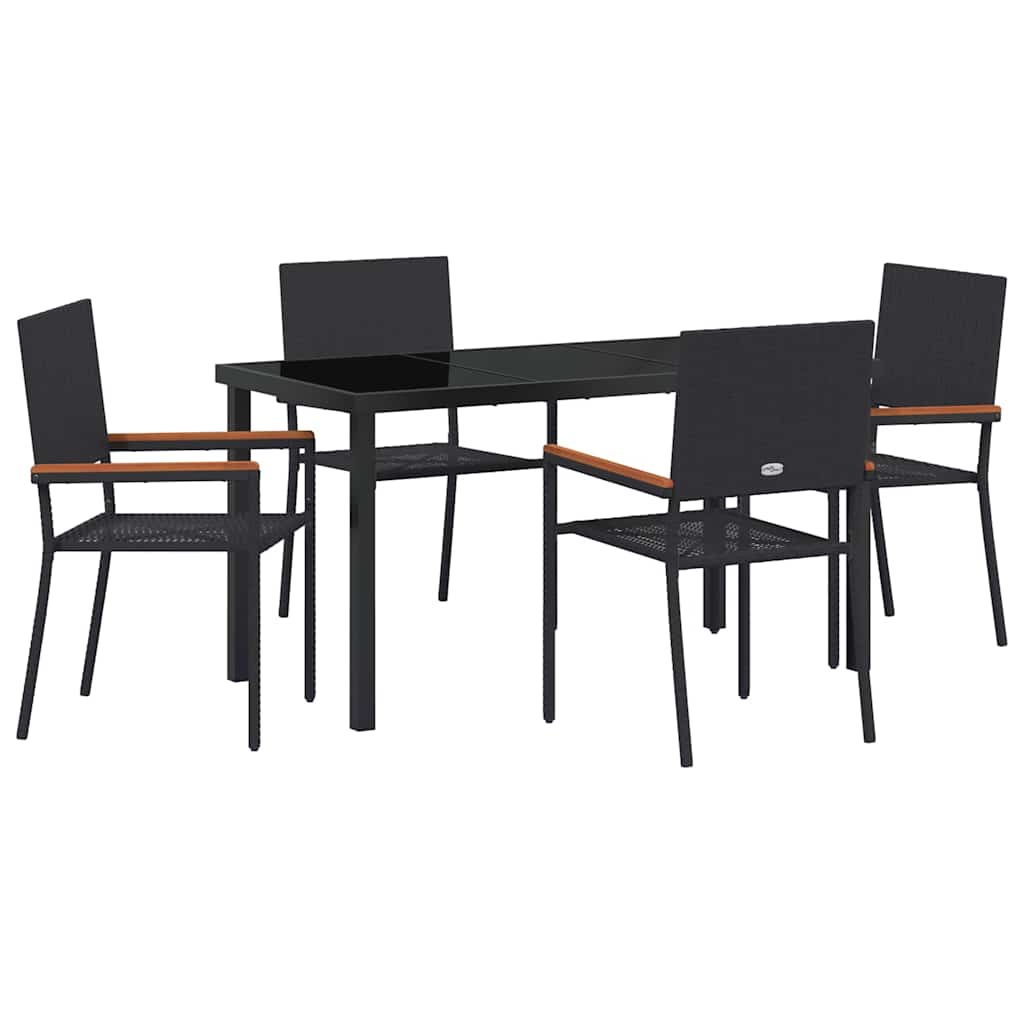 Have Spisebordssæt med pude 5 pcs Sort polyrattan