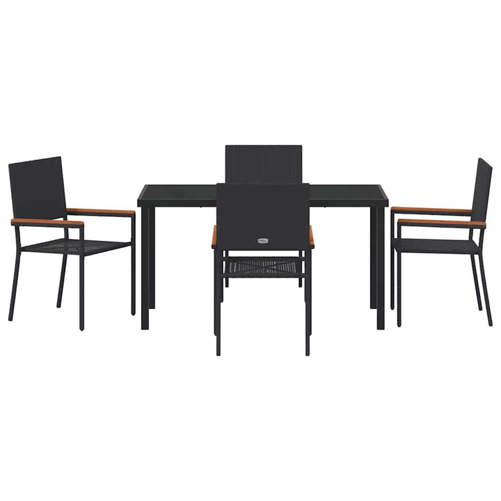 Have Spisebordssæt med pude 5 pcs Sort polyrattan