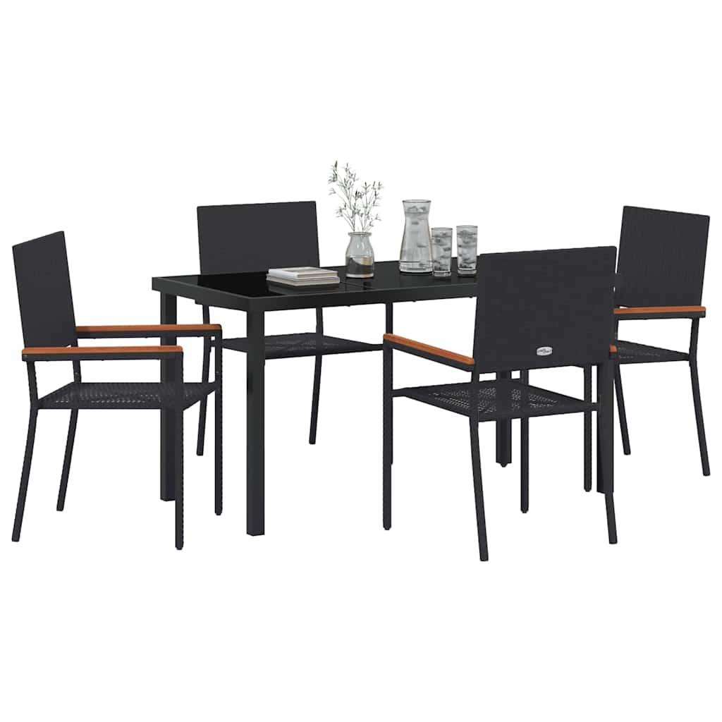 Have Spisebordssæt med pude 5 pcs Sort polyrattan
