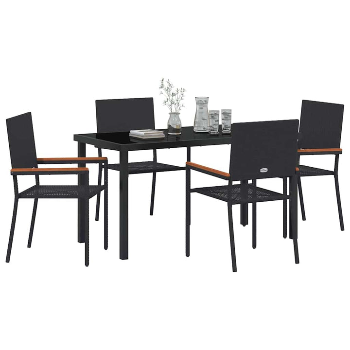 Have Spisebordssæt med pude 5 pcs Sort polyrattan