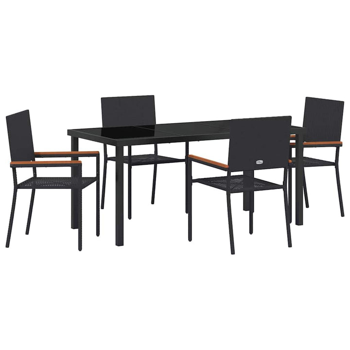Have Spisebordssæt med pude 5 pcs Sort polyrattan