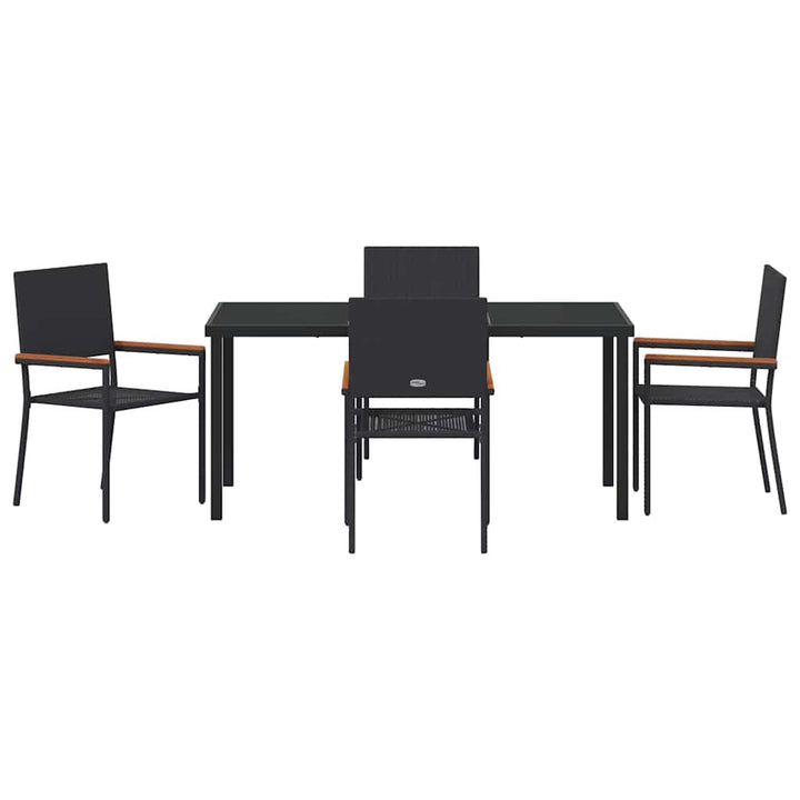 Have Spisebordssæt med pude 5 pcs Sort polyrattan