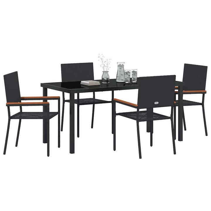 Have Spisebordssæt med pude 5 pcs Sort polyrattan