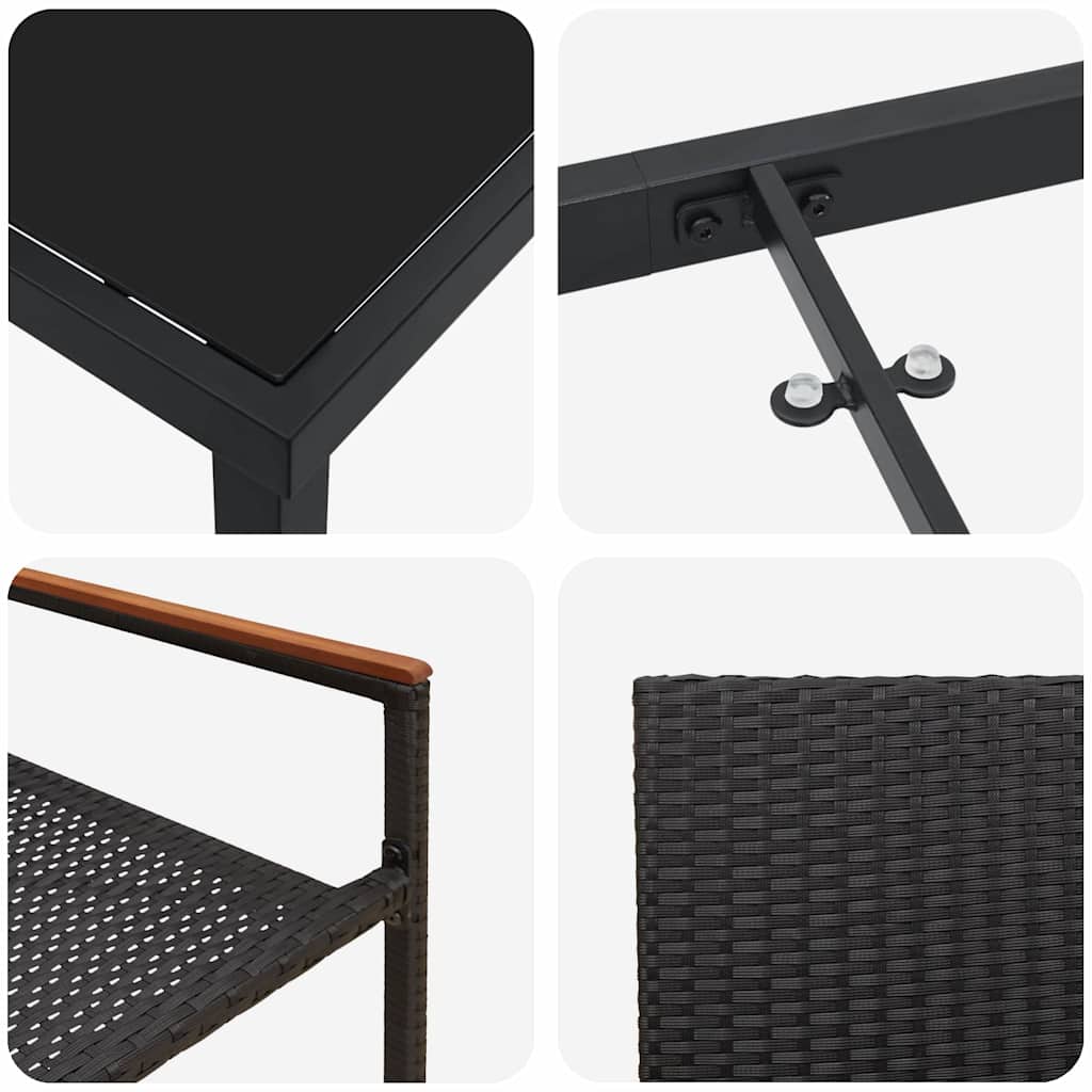 Have Spisebordssæt med pude 7 pcs Sort polyrattan