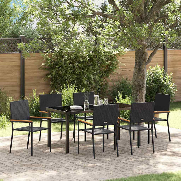 Have Spisebordssæt med pude 7 pcs Sort polyrattan