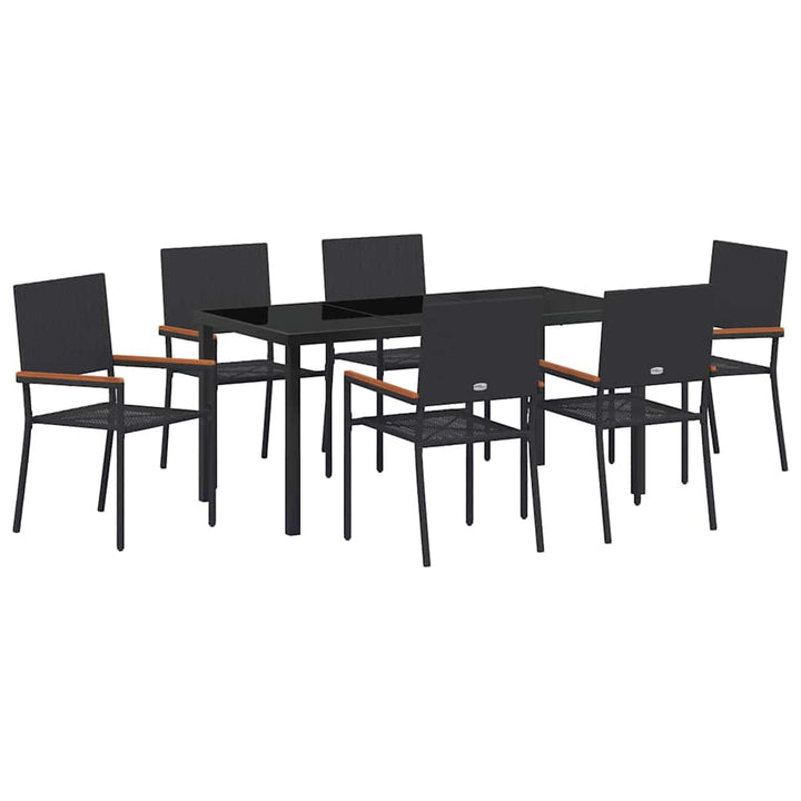 Have Spisebordssæt med pude 7 pcs Sort polyrattan