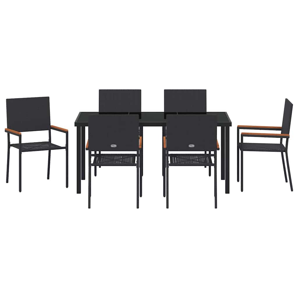 Have Spisebordssæt med pude 7 pcs Sort polyrattan