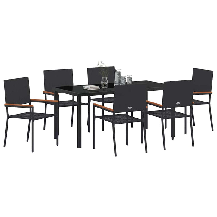 Have Spisebordssæt med pude 7 pcs Sort polyrattan