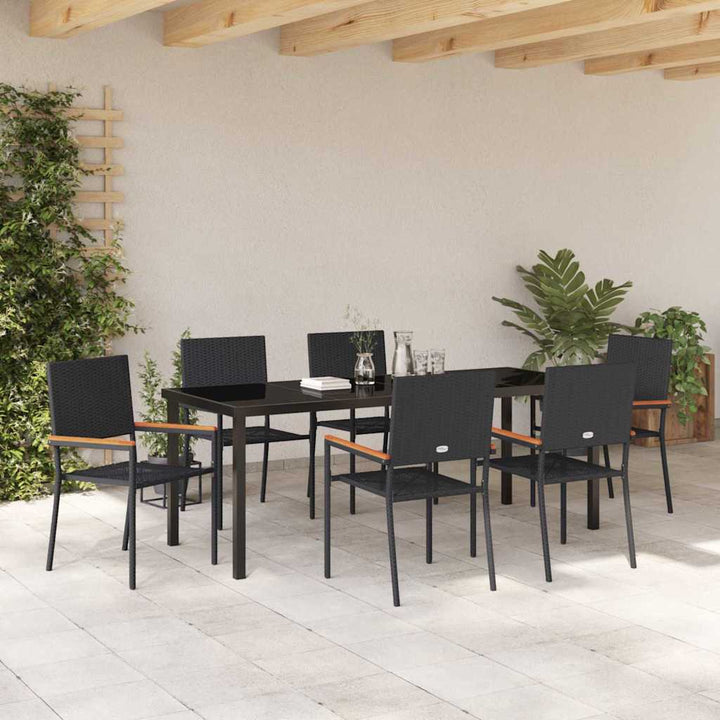Have Spisebordssæt med pude 7 pcs Sort polyrattan