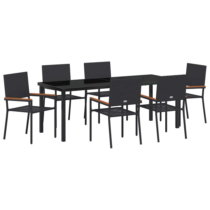 Have Spisebordssæt med pude 7 pcs Sort polyrattan