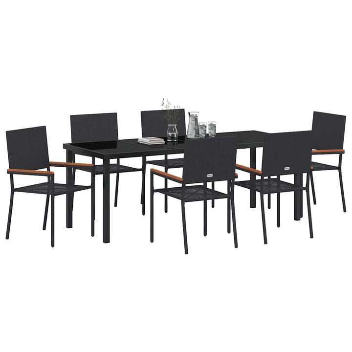 Have Spisebordssæt med pude 7 pcs Sort polyrattan