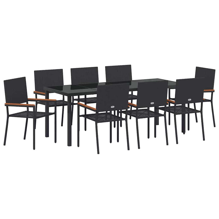 Have Spisebordssæt med pude 9 pcs Sort polyrattan