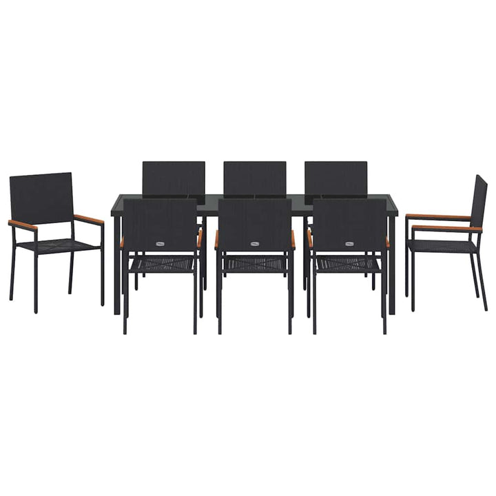 Have Spisebordssæt med pude 9 pcs Sort polyrattan