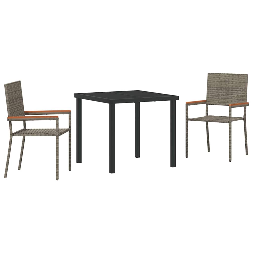 Have Spisebordssæt med pude 3 pcs Grå polyrattan