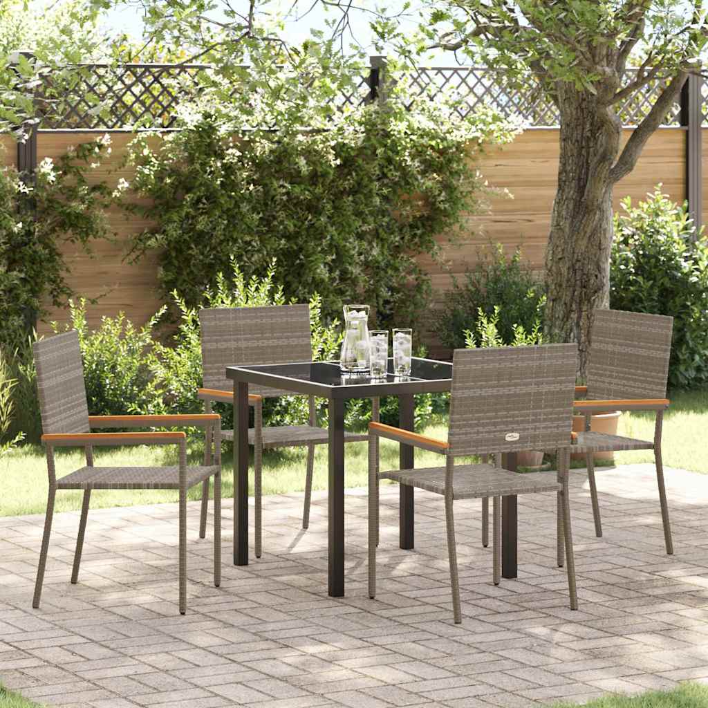 Have Spisebordssæt med pude 5 pcs Grå polyrattan