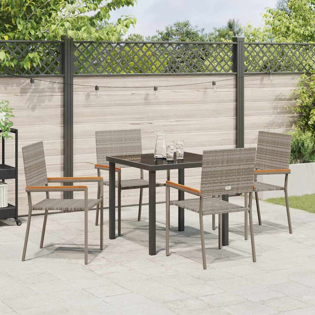 Have Spisebordssæt med pude 5 pcs Grå polyrattan