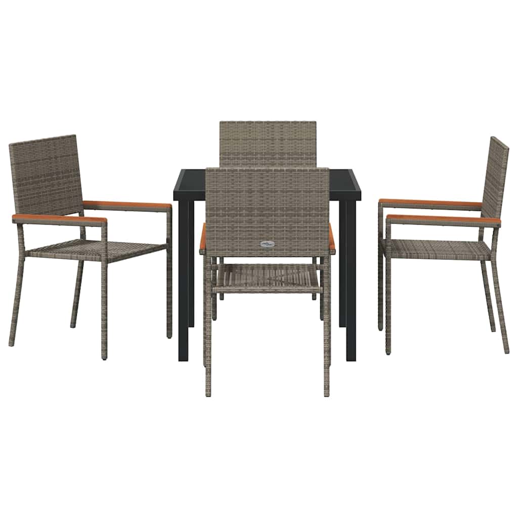 Have Spisebordssæt med pude 5 pcs Grå polyrattan